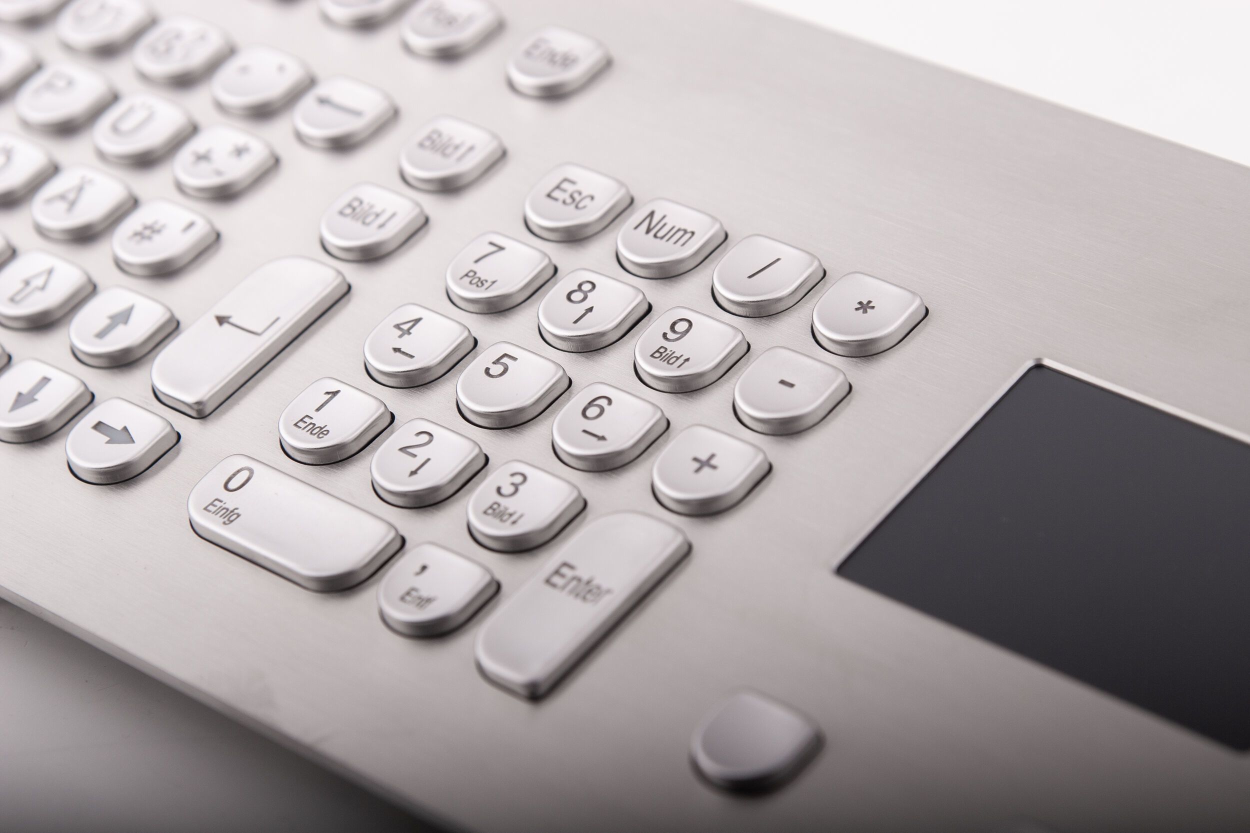 InduSteel® Stainless steel front mount keyboard with nummeric keypad and touchpad
