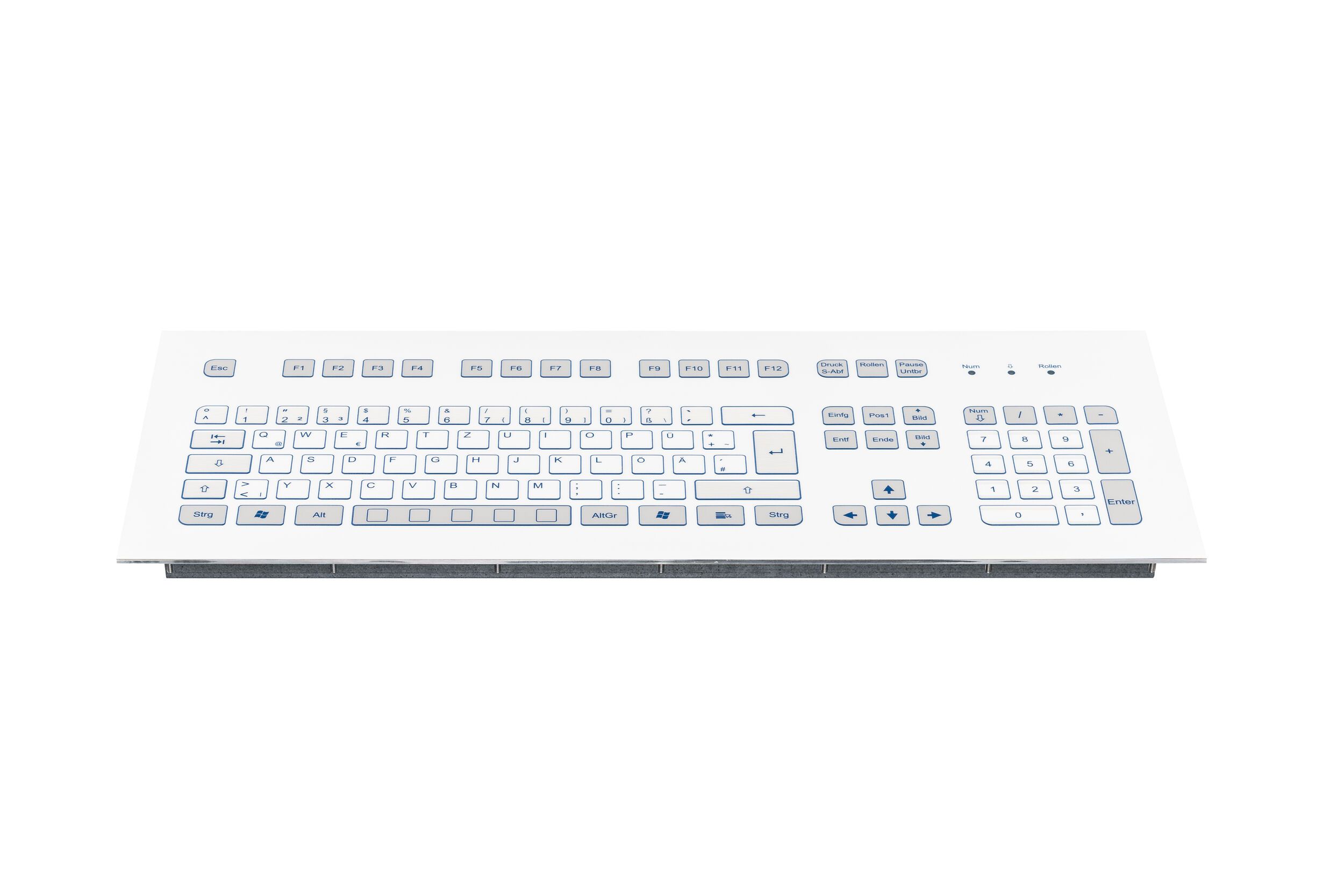 Foil covered keyboard, white, sideview