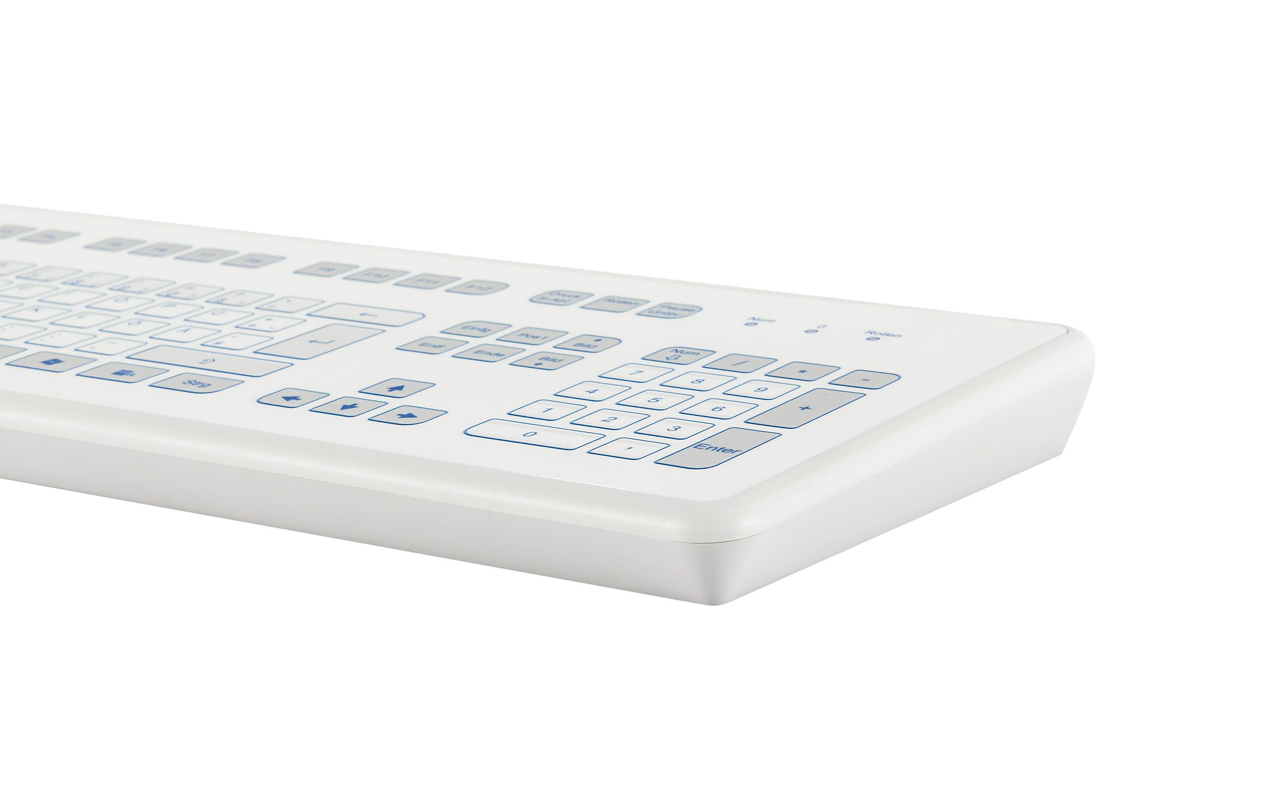 Foil covered keyboard, white, sideview
